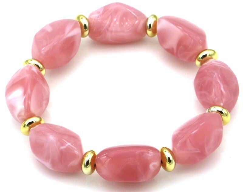 Resin Elastic Bracelet Pink