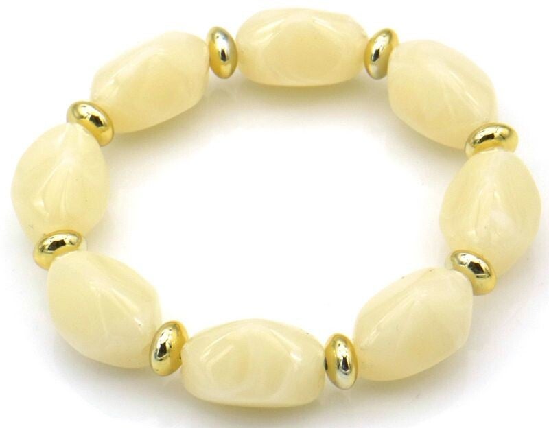 Resin Elastic Bracelet Beige
