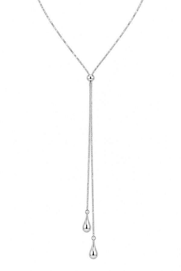 Y-Ketting Met Waterdruppel Zilver