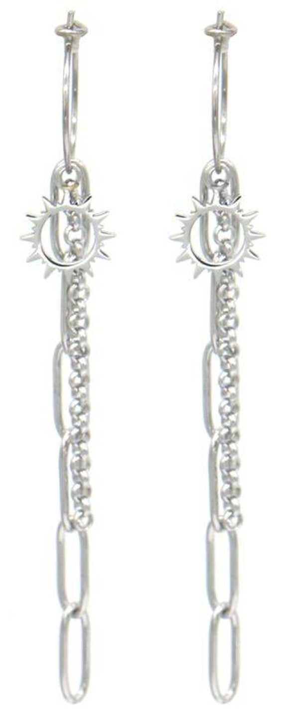 S. Steel Earrings Sun Zilver