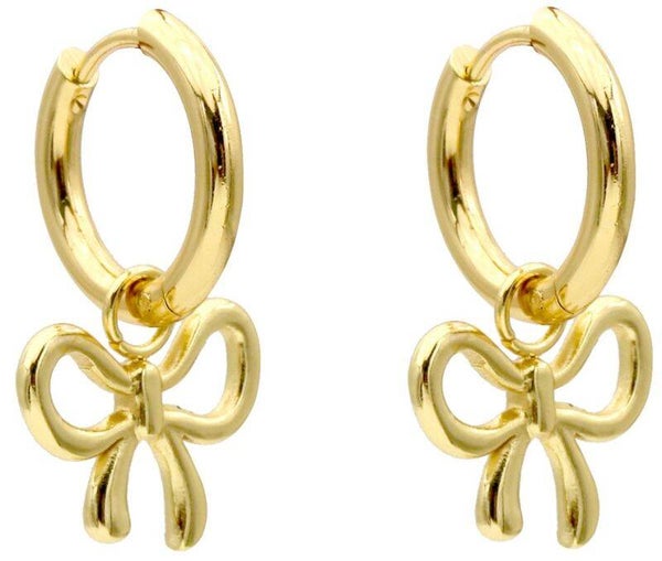 S. Steel Earrings Bow Gold