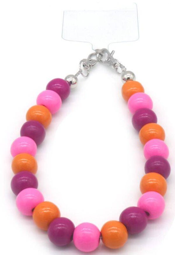 Phone Cord Wooden Beads Multi