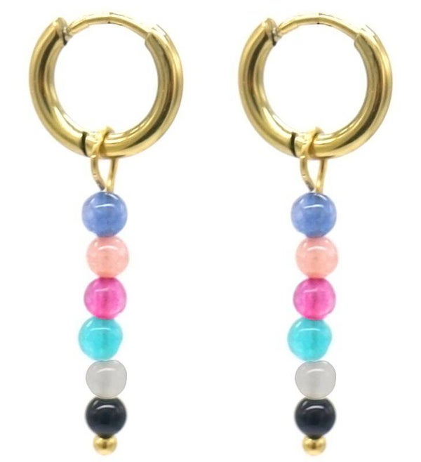 S. Steel 10mm Earrings with Stones