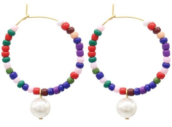 S. Steel Earrings Pearl 1