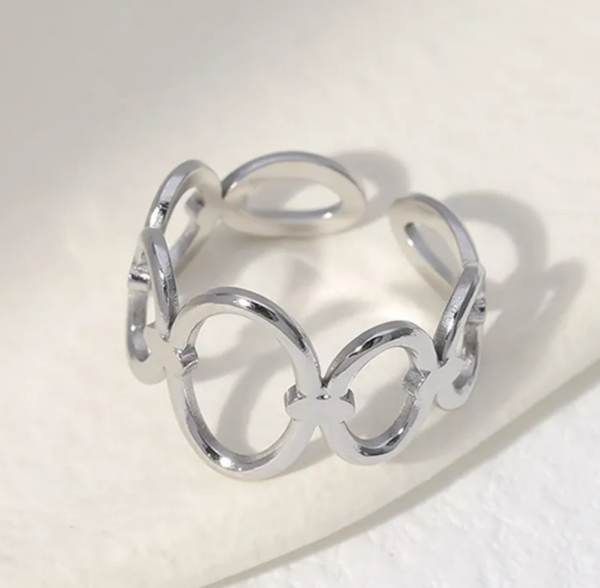Zilveren Ovale Kettingstijl Ring