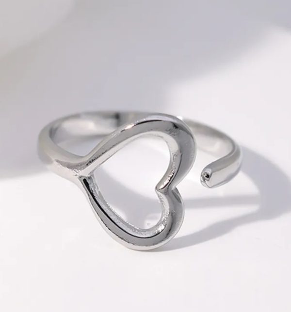 Zilveren Glad Hart Stijl Ring