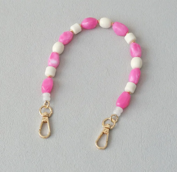 Acryl Kralen Telefoonkoord Roze Wit
