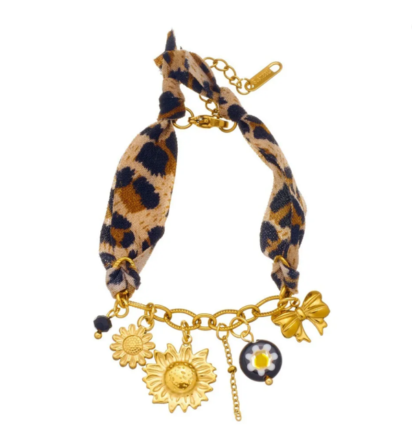 Armband Met Luipaardprint Lint En Hangers