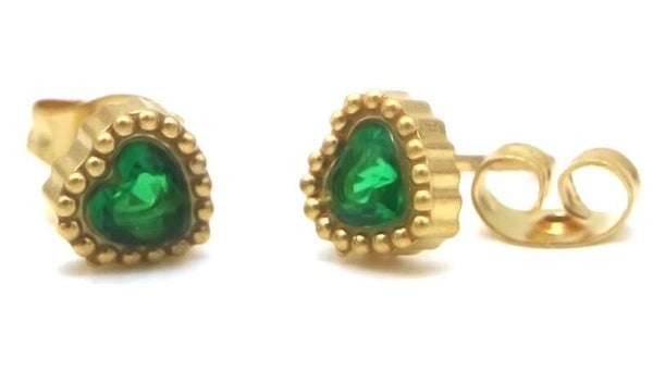 S. Steel Studs Heart Green