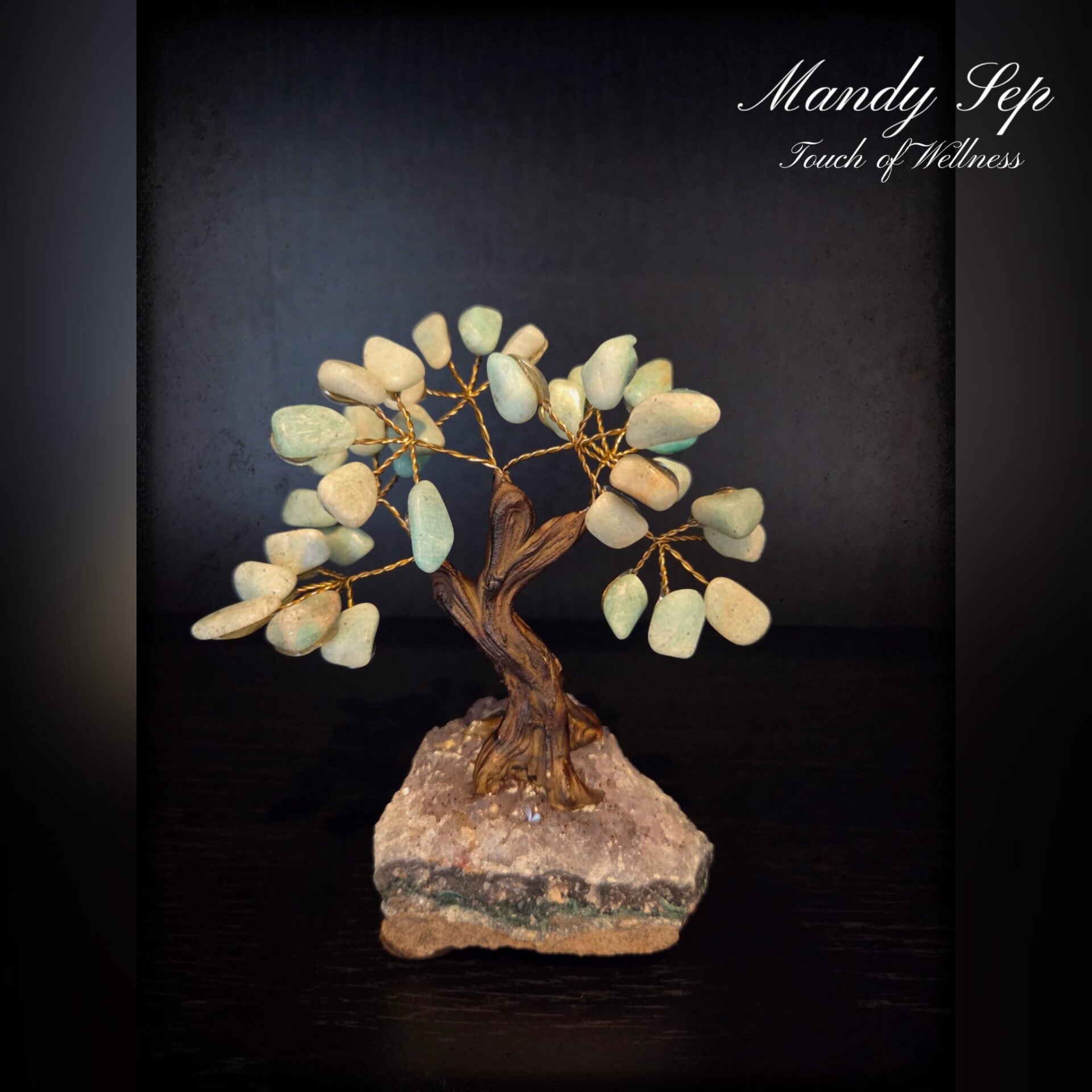 Edelsteen boompje op voet van Amethist - Amazoniet