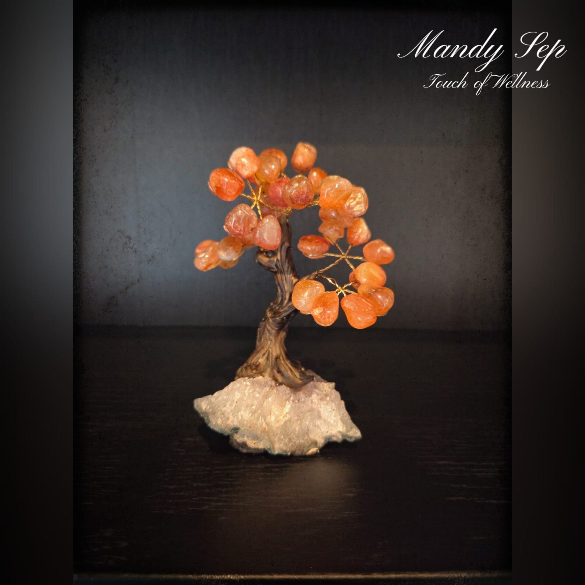 Edelsteen boompje op voet van Amethist - Carneool