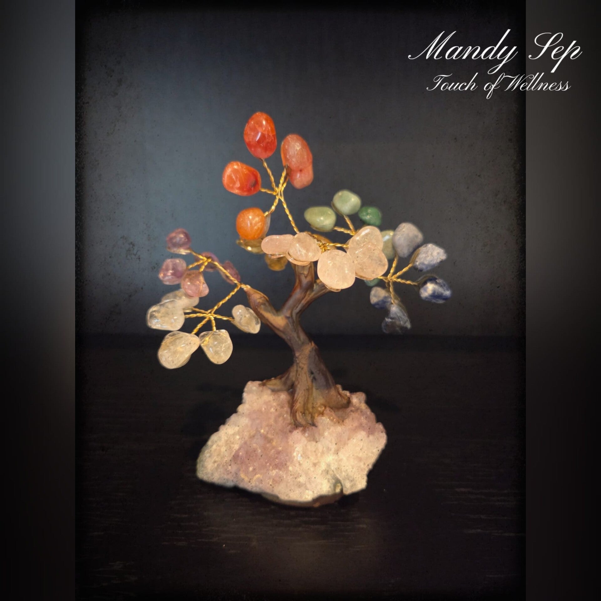 Edelsteen boompje op voet van Amethist - Chakra