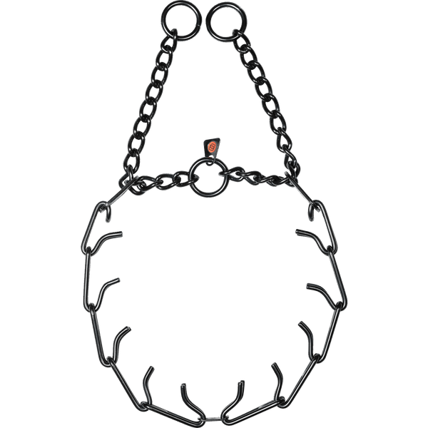 ULTRA-PLUS Easy On Dressage Neck Chain with Center Plate and Loop Chain - Stainless Steel Rust-Free Black, 2.25 mm, 44 cm