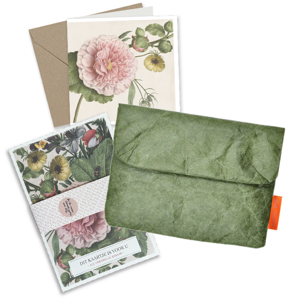 Groen vintage mapje + 48 kaartjes