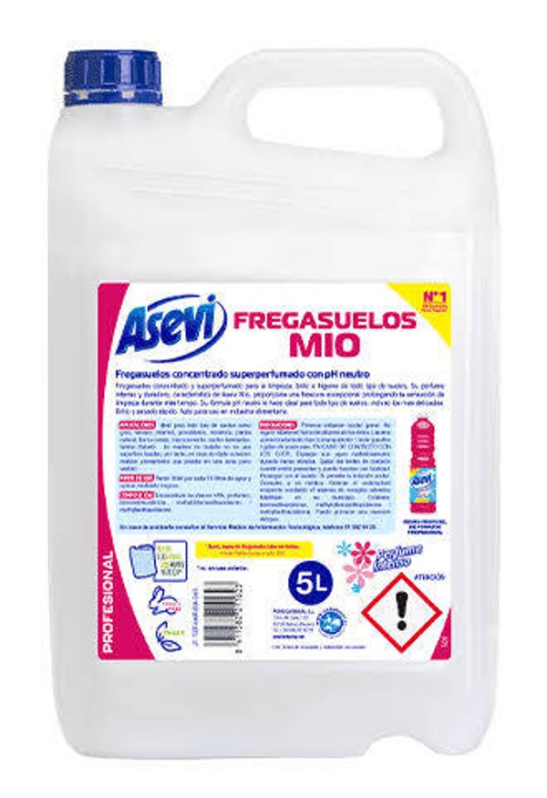 Fregasuelos Concentrado Asevi Mio (Garrafa 5 Litros) – Brillo y Frescor Duradero