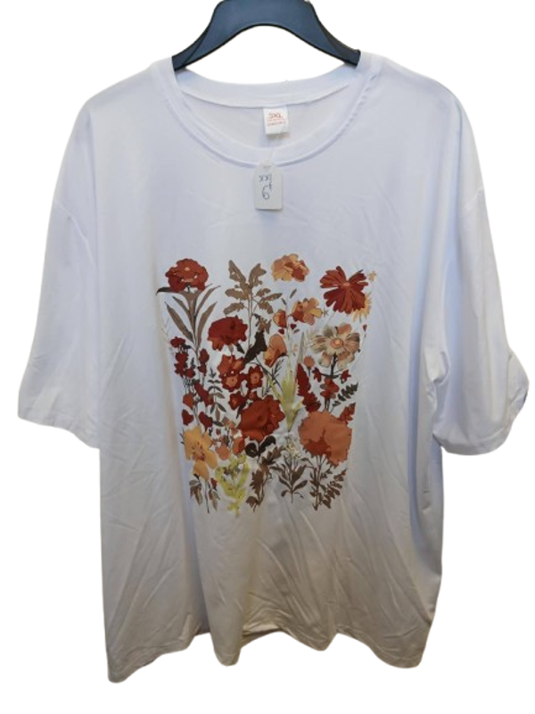 T shirt blanc avec fleurs taille XXL