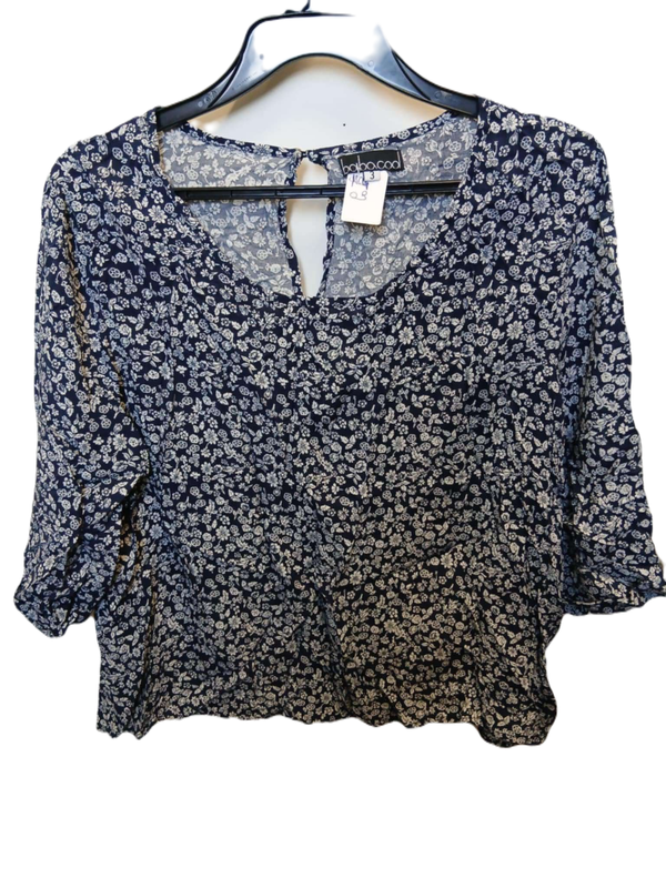 Blouse à fleurs noir et blanche taille L