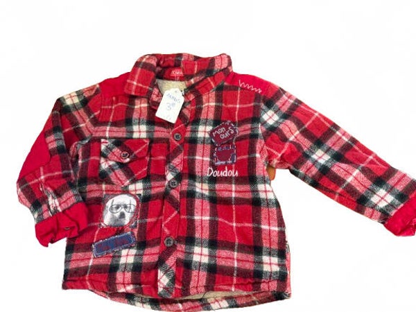 Chemise à carreaux rouge taille 18 mois