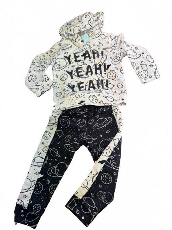 Ensemble noir et blanc planètes taille 18 mois