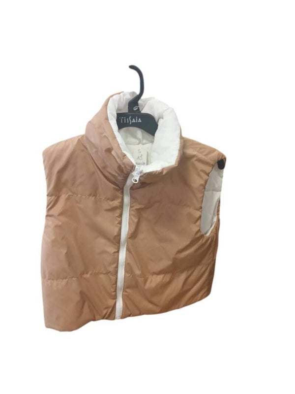 Doudoune sans manche réversible beige et crème taille xs