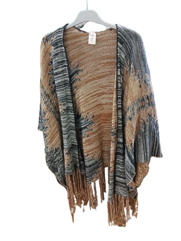 Poncho marron et bleu taille Unique