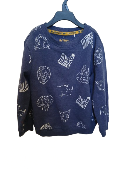 Pull bleu marine animaux taille 3/4 ans