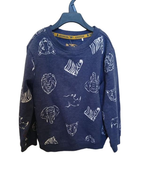 Pull bleu marine animaux taille 3/4 ans