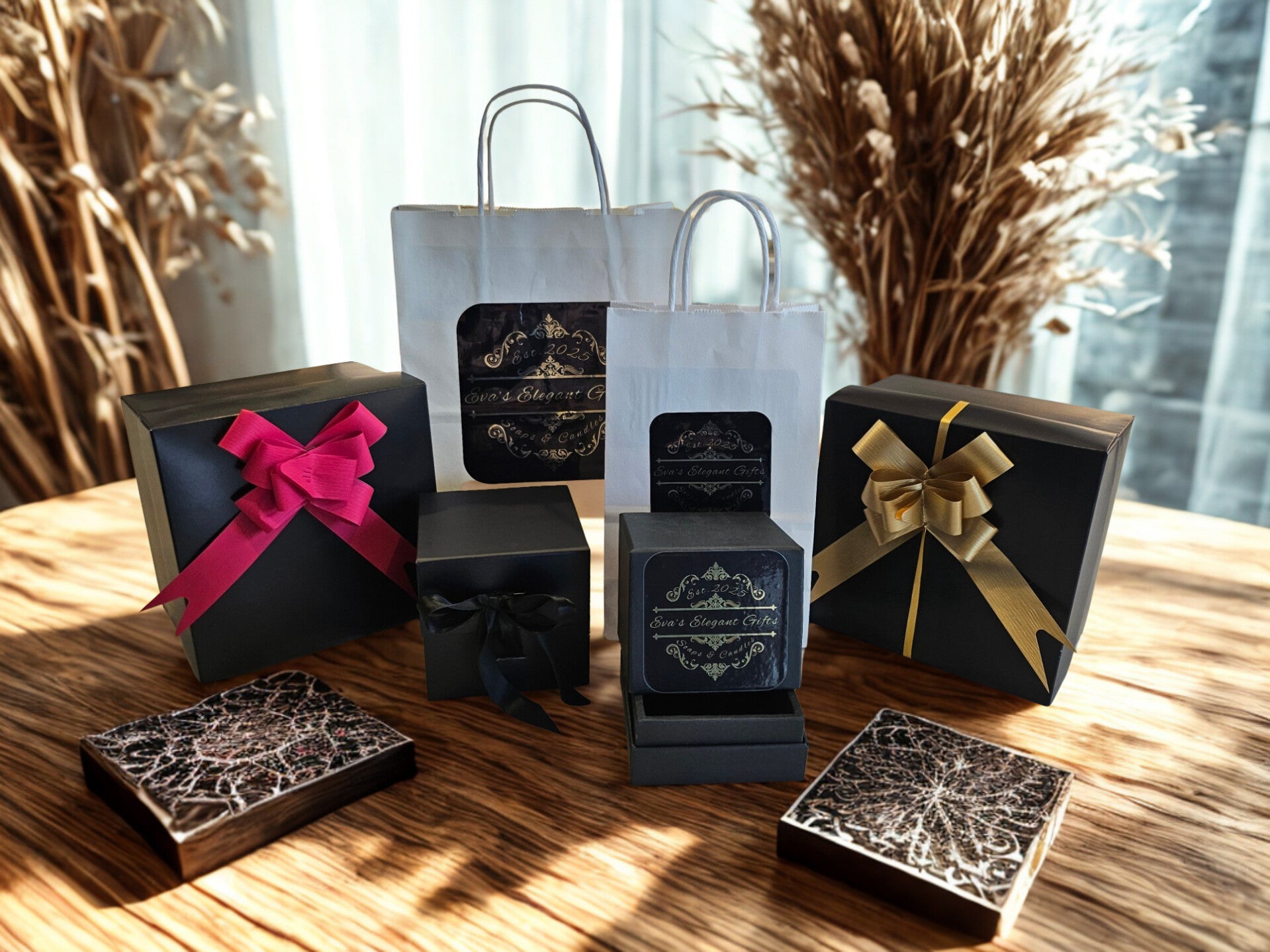 Beautiful gift bag for your self-care bundle of candle, luxury soap & moisturizing body scrub