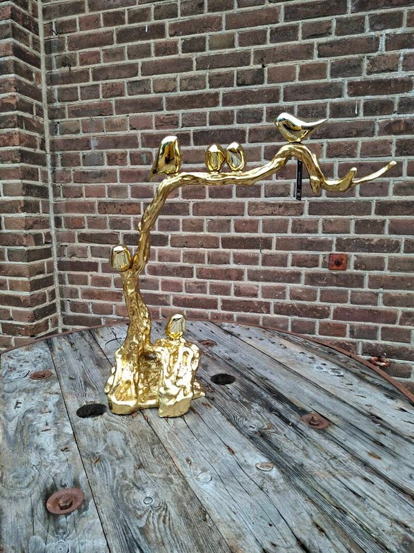 Gouden stronk met vogels