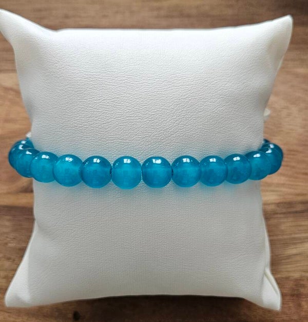 Bracelet perles bleu lagon 8mm