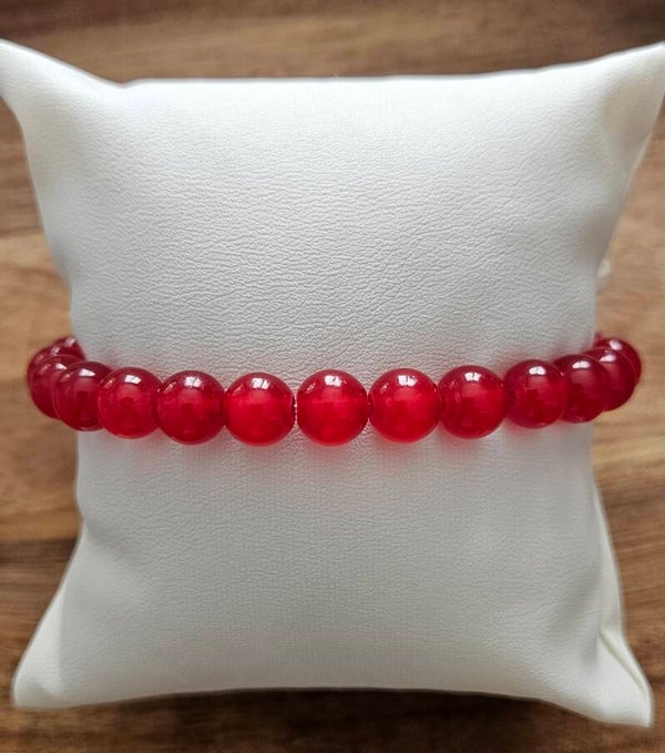 Bracelet perles rouge 8mm