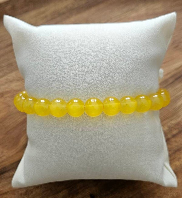 Bracelet perles jaune vif 8mm