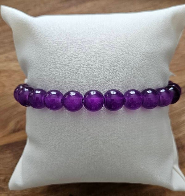Bracelet perles violet 8mm