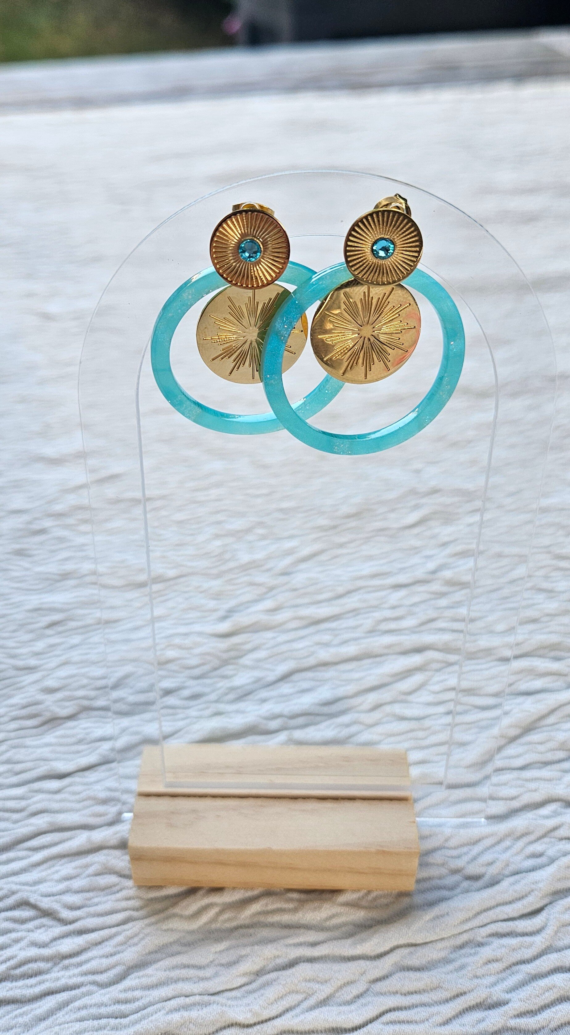 Boucles d'oreilles Halo Azur
