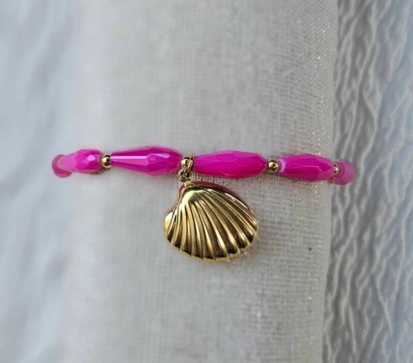 🐚 Bracelet Coquillage Fuchsia