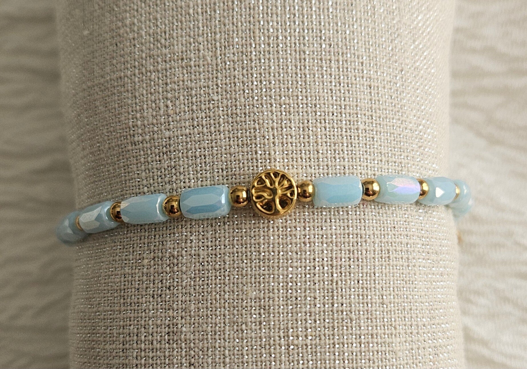 Bracelet Arbre de Vie Bleu Pastel