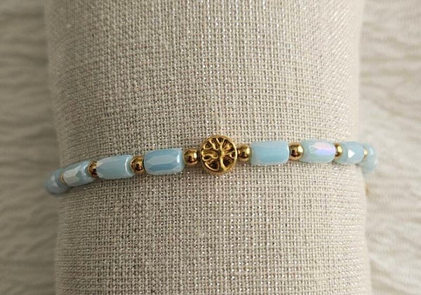 Bracelet Arbre de Vie Bleu Pastel