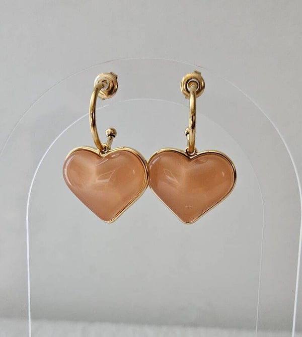 Boucles d'oreilles Cœur Poudré 🩷✨