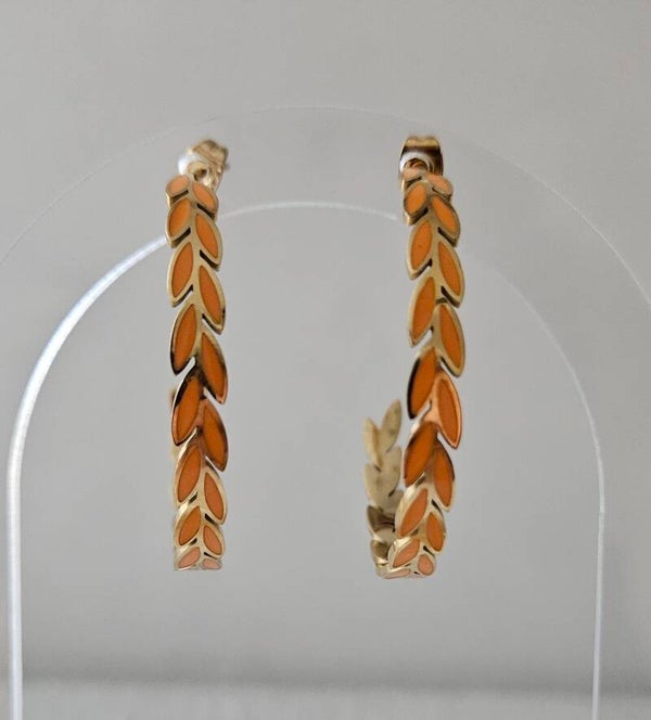 Boucles d'oreilles Feuille Corail