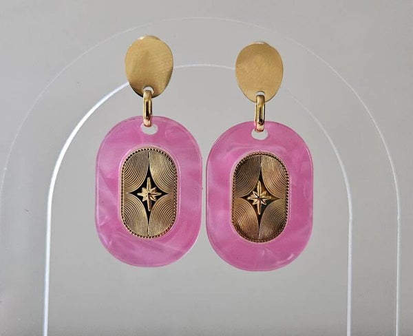 💖 Boucles d'oreilles Rose Vintage