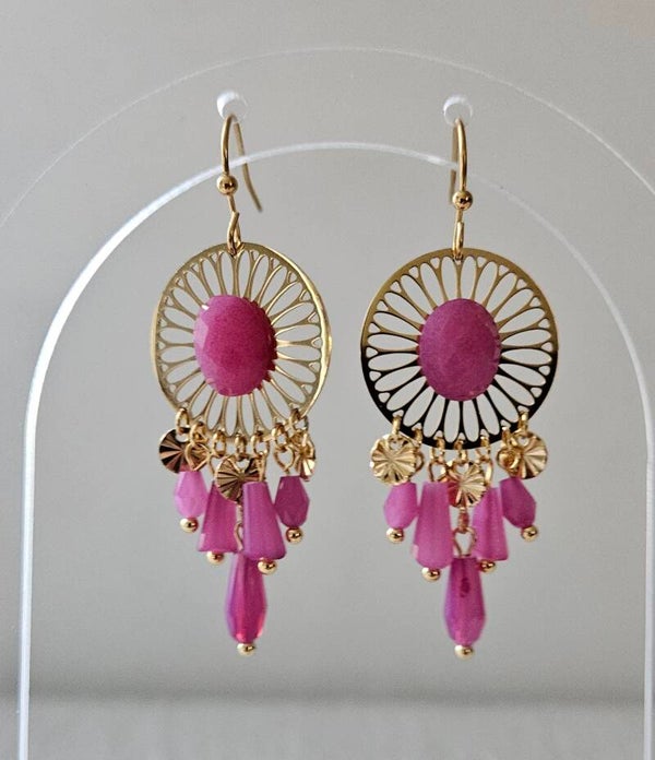 💖 Boucles d'oreilles Bohème Rose