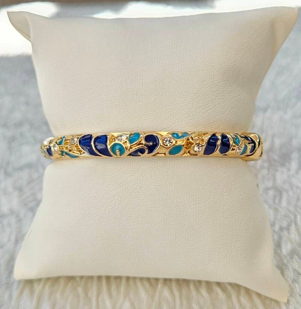 Jonc Émaillé Bleu Marine & Turquoise – Harmonie Océane