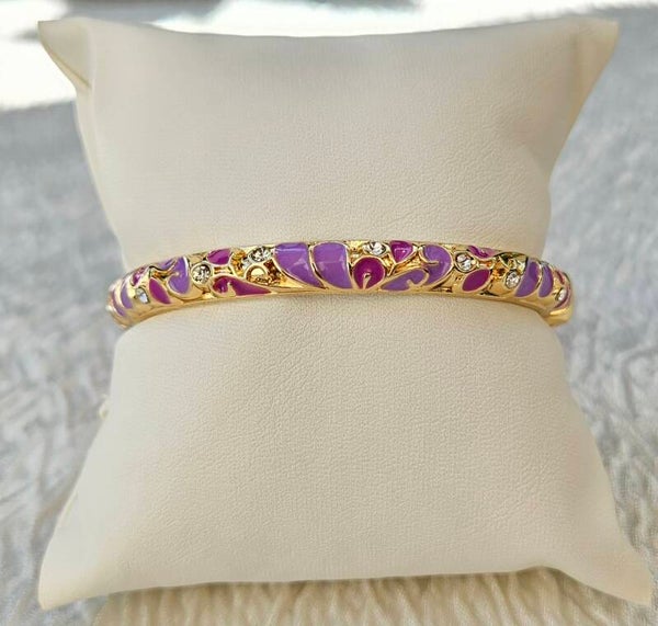 Jonc Émaillé Lilas & Fuchsia – Élégance Florale