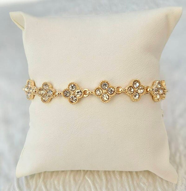Bracelet Trèfle Cristal – Élégance scintillante