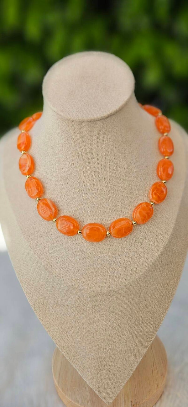 Collier perles orange – Éclat d'été 🧡