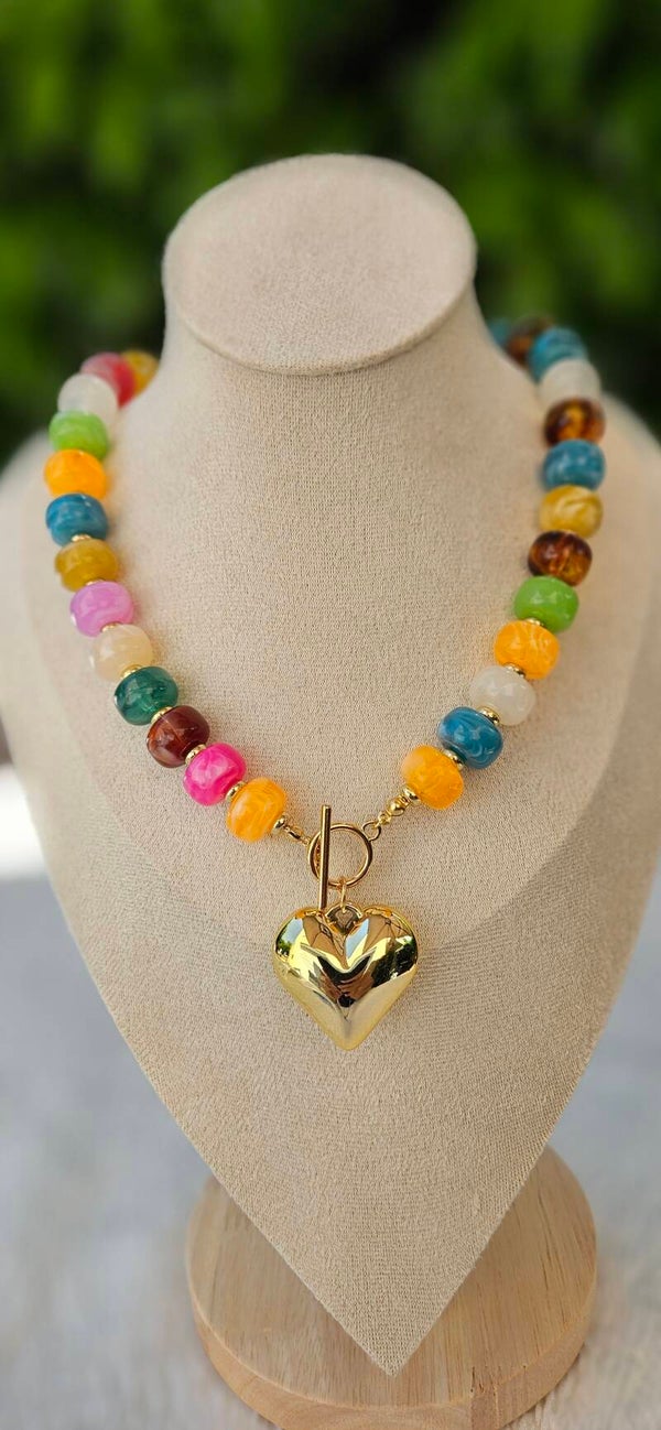 Collier Cœur Multicolore