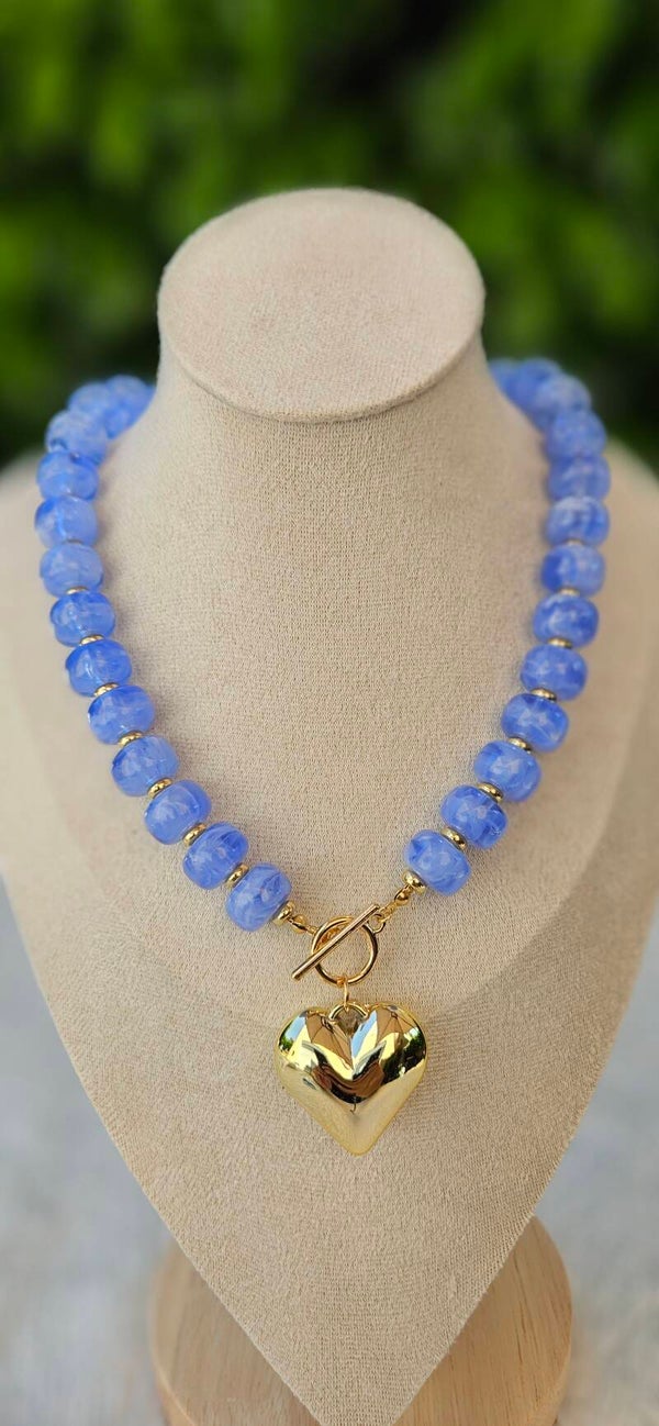 Collier Cœur Bleu Lavande
