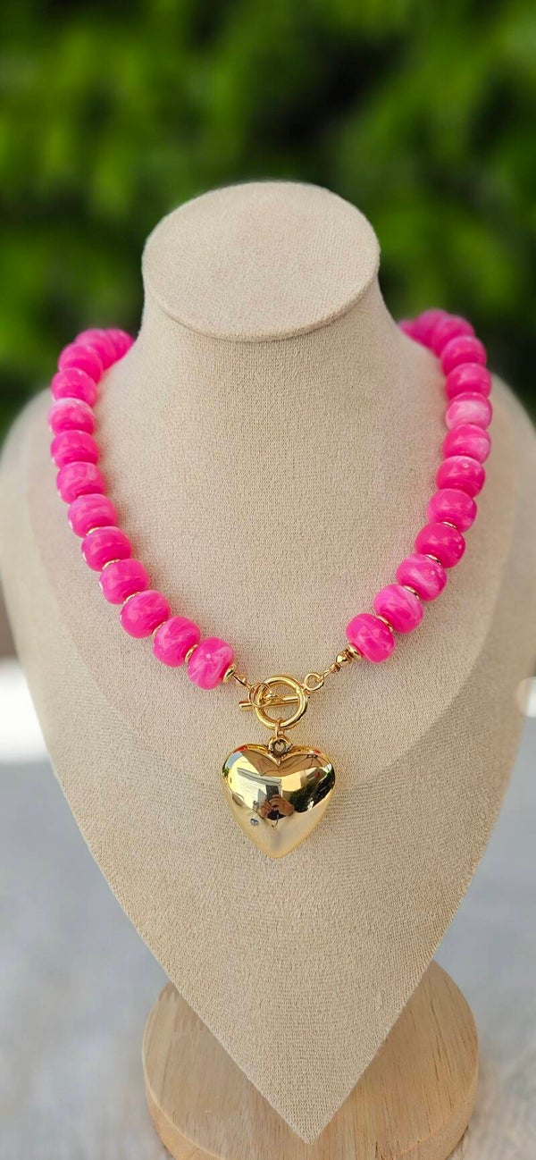 Collier Cœur Fuchsia