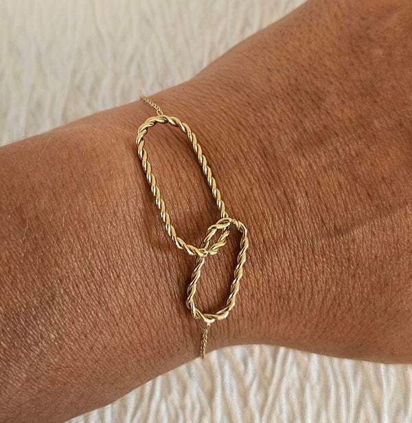 Bracelet Double Maillons Doré en Acier Inoxydable