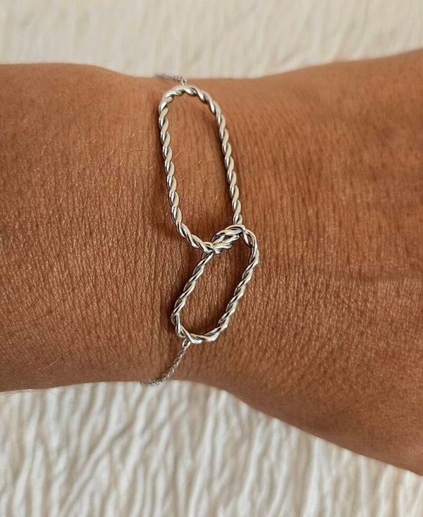 Bracelet Double Maillons Argenté en Acier Inoxydable